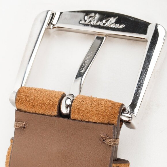 Loro Piana Alsavel Tan Suede Palladium Buckle Belt - Picture 7 of 8